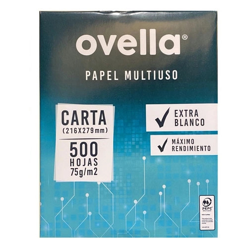 Resma  ovella tamaã‘o carta 500 hojas 75g/m2