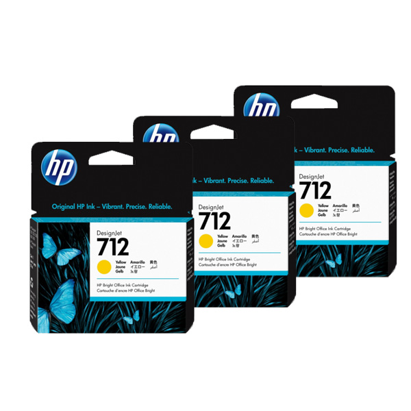 Cartucho hp 712 pack 3 29 ml yellow