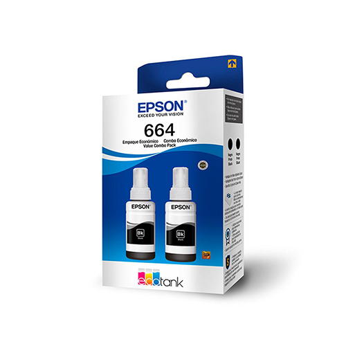 Pack 2 tintas epson 664 black 
